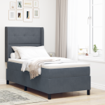 vidaXL Pat cu boxă spring LED și saltea Gri închis 80 x 200 cm Catifea