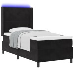 vidaXL Pat cu boxă spring LED și saltea Negru 80 x 200 cm Catifea vidaXL Pat cu boxă spring LED și saltea Negru 80 x 200 cm Catifea