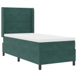 vidaXL Pat cu boxă spring LED și saltea Verde închis 90 x 200 cm