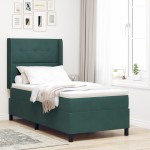 vidaXL Pat cu boxă spring LED și saltea Verde închis 90 x 200 cm