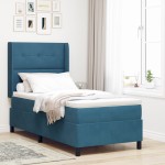 vidaXL Pat cu boxă spring LED și saltea albastru 90 x 200 cm Catifea