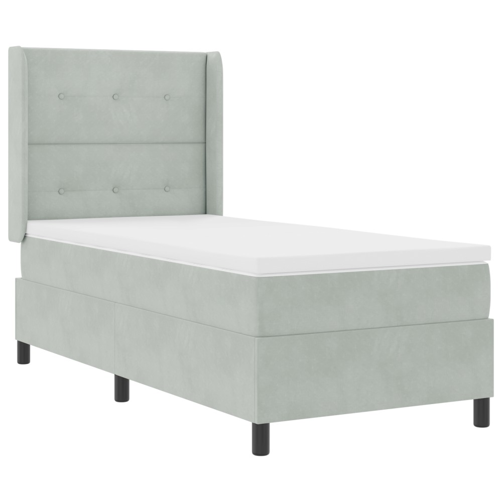 vidaXL Pat cu boxă spring LED și saltea Gri deschis 100 x 200 cm