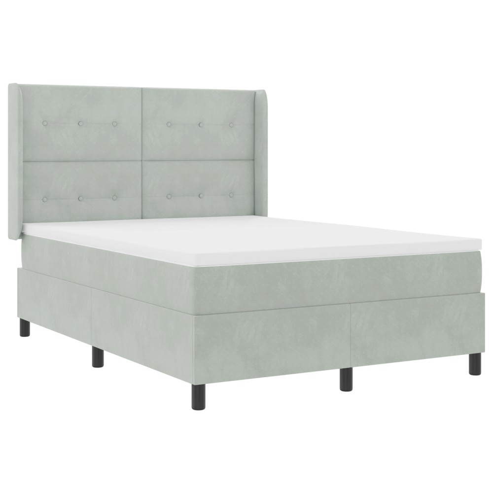 vidaXL Pat cu boxă spring LED și saltea Gri deschis 160 x 200 cm