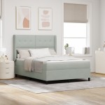 vidaXL Pat cu boxă spring LED și saltea Gri deschis 160 x 200 cm
