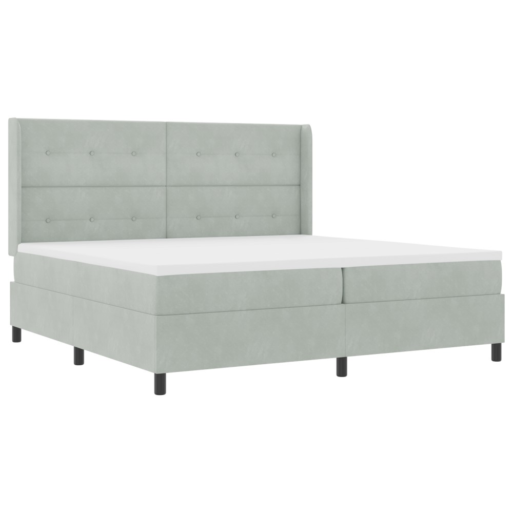 vidaXL Pat cu boxă spring LED și saltea Gri deschis 200 x 200 cm