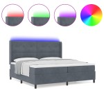 vidaXL Pat cu boxă spring LED și saltea Manual Gri închis 200 x 200 cm vidaXL Pat cu boxă spring LED și saltea Manual Gri închis 200 x 200 cm