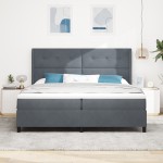 vidaXL Pat cu boxă spring LED și saltea Manual Gri închis 200 x 200 cm vidaXL Pat cu boxă spring LED și saltea Manual Gri închis 200 x 200 cm