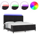 vidaXL Pat cu boxă spring LED și saltea Negru 200 x 200 cm Catifea