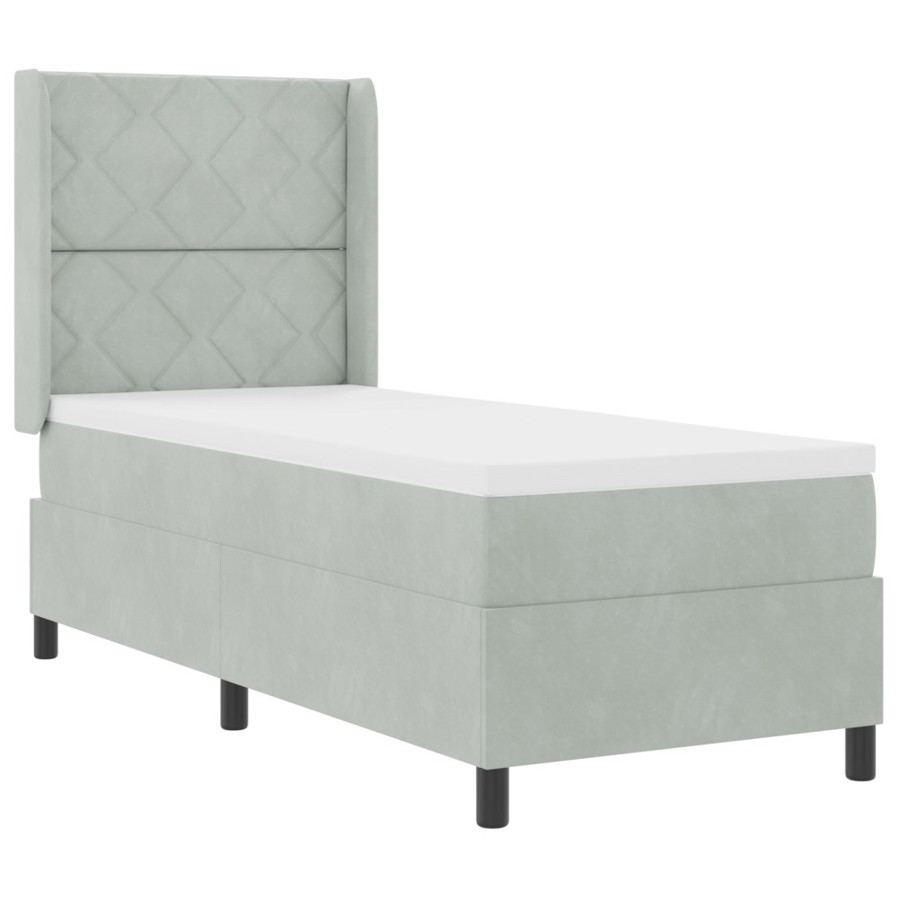 vidaXL Pat cu boxă spring LED și saltea Manual Gri deschis 80 x 200 cm