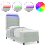 vidaXL Pat cu boxă spring LED și saltea Manual Gri deschis 80 x 200 cm