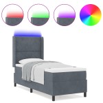 vidaXL Pat cu boxă spring LED și saltea Gri închis 80 x 200 cm Catifea