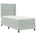 vidaXL Pat cu boxă spring LED și saltea Manual Gri deschis 90 x 190 cm