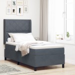 vidaXL Pat cu boxă spring LED și saltea Gri închis 90 x 190 cm Catifea
