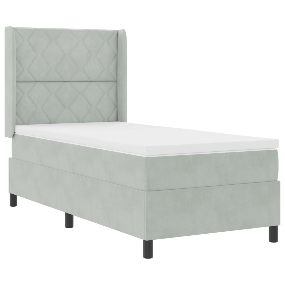 vidaXL Pat cu boxă spring LED și saltea Manual Gri deschis 90 x 200 cm