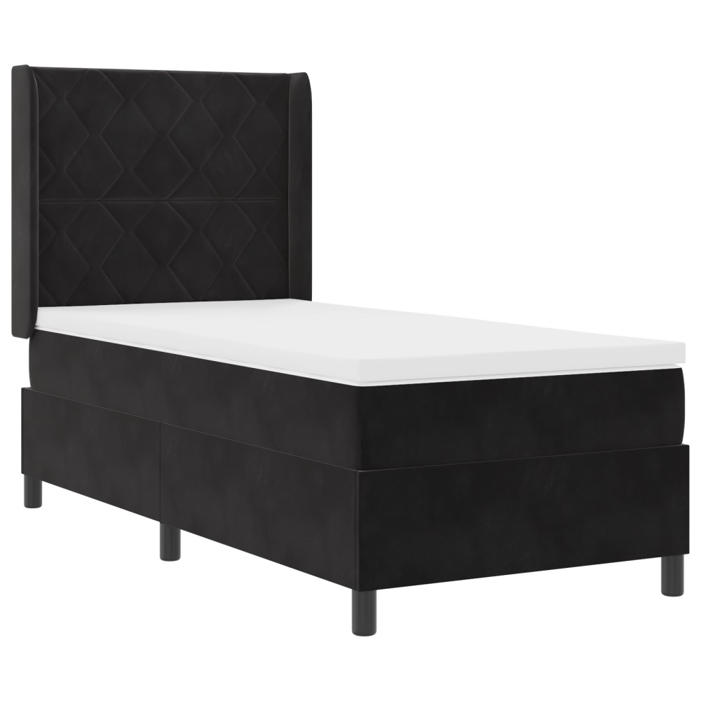 vidaXL Pat cu boxă spring LED și saltea Negru 100 x 200 cm Catifea