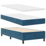 vidaXL Pat cu boxă spring LED și saltea albastru 100 x 200 cm Catifea