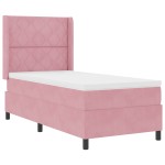 vidaXL Pat cu boxă spring LED și saltea Roz 100 x 200 cm Catifea vidaXL Pat cu boxă spring LED și saltea Roz 100 x 200 cm Catifea