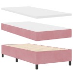 vidaXL Pat cu boxă spring LED și saltea Roz 100 x 200 cm Catifea vidaXL Pat cu boxă spring LED și saltea Roz 100 x 200 cm Catifea