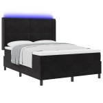 vidaXL Pat cu boxă spring LED și saltea Negru 140 x 190 cm Catifea
