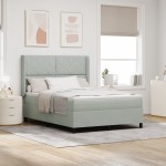 vidaXL Pat cu boxă spring LED și saltea Gri deschis 140 x 200 cm