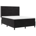 vidaXL Pat cu boxă spring LED și saltea Negru 140 x 200 cm Catifea