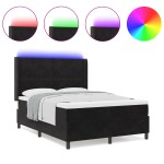 vidaXL Pat cu boxă spring LED și saltea Negru 140 x 200 cm Catifea