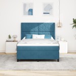 vidaXL Pat cu boxă spring LED și saltea albastru 140 x 200 cm Catifea