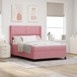 vidaXL Pat cu boxă spring LED și saltea Roz 140 x 200 cm Catifea vidaXL Pat cu boxă spring LED și saltea Roz 140 x 200 cm Catifea