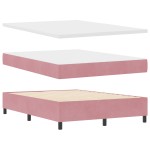 vidaXL Pat cu boxă spring LED și saltea Roz 140 x 200 cm Catifea vidaXL Pat cu boxă spring LED și saltea Roz 140 x 200 cm Catifea