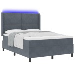 vidaXL Pat cu boxă spring LED și saltea Manual Gri închis 160 x 200 cm
