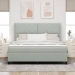 vidaXL Pat cu boxă spring LED și saltea Gri deschis 180 x 200 cm