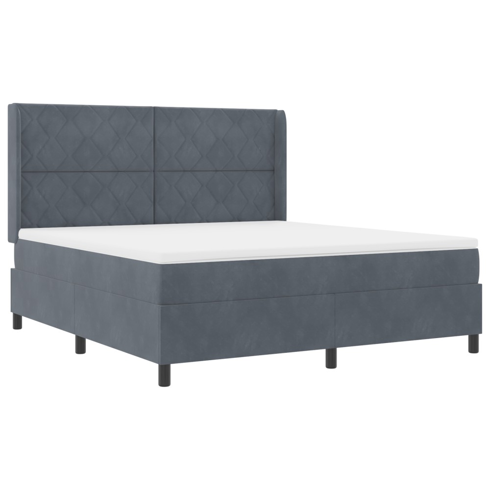 vidaXL Pat cu boxă spring LED și saltea Manual Gri închis 180 x 200 cm