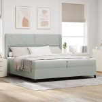 vidaXL Pat cu boxă spring LED și saltea Gri deschis 200 x 200 cm vidaXL Pat cu boxă spring LED și saltea Gri deschis 200 x 200 cm
