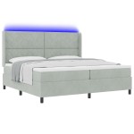 vidaXL Pat cu boxă spring LED și saltea Gri deschis 200 x 200 cm vidaXL Pat cu boxă spring LED și saltea Gri deschis 200 x 200 cm