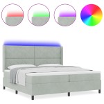 vidaXL Pat cu boxă spring LED și saltea Gri deschis 200 x 200 cm vidaXL Pat cu boxă spring LED și saltea Gri deschis 200 x 200 cm