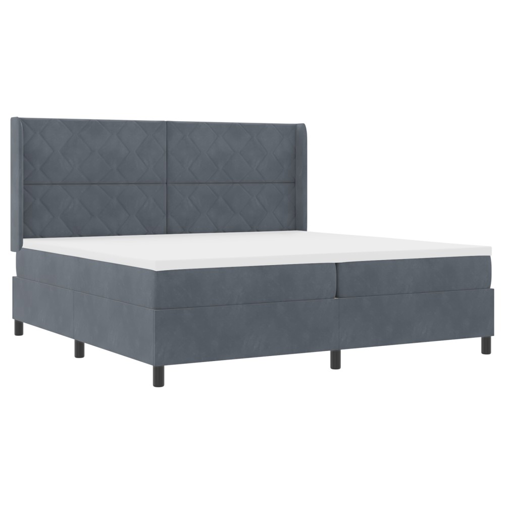 vidaXL Pat cu boxă spring LED și saltea Manual Gri închis 200 x 200 cm