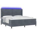vidaXL Pat cu boxă spring LED și saltea Manual Gri închis 200 x 200 cm