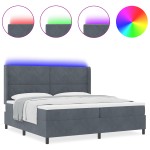 vidaXL Pat cu boxă spring LED și saltea Manual Gri închis 200 x 200 cm