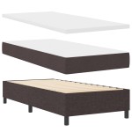 vidaXL Pat cu arcuri cu saltea Maro închis 90 x 190 cm țesătură vidaXL Pat cu arcuri cu saltea Maro închis 90 x 190 cm țesătură