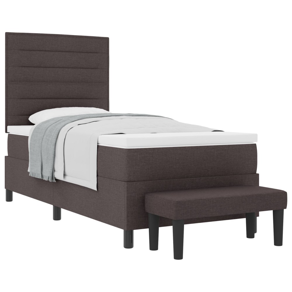 vidaXL Pat cu arcuri cu saltea Maro închis 90 x 200 cm țesătură