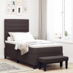 vidaXL Pat cu arcuri cu saltea Maro închis 90 x 200 cm țesătură vidaXL Pat cu arcuri cu saltea Maro închis 90 x 200 cm țesătură