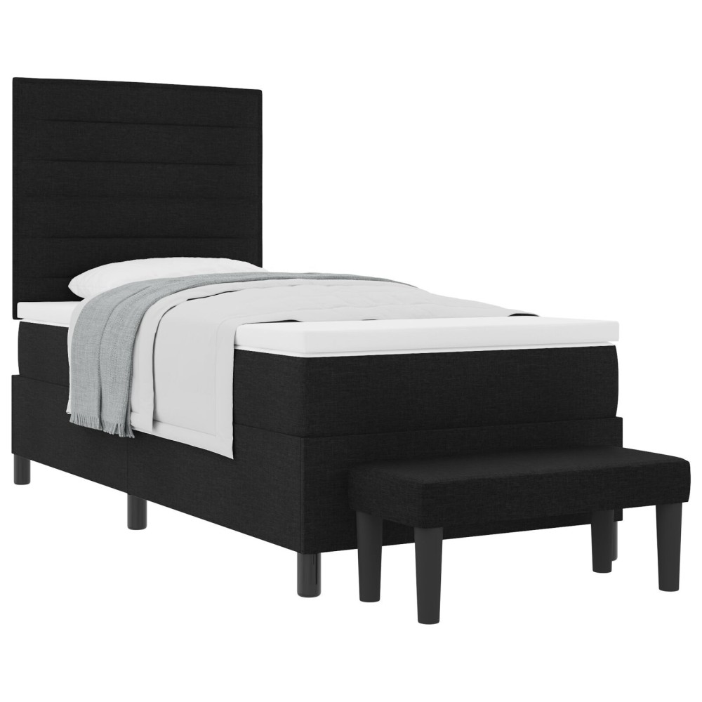 vidaXL Pat cu arcuri cu saltea Negru 100 x 200 cm țesătură