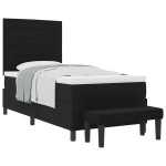 vidaXL Pat cu arcuri cu saltea Negru 100 x 200 cm țesătură vidaXL Pat cu arcuri cu saltea Negru 100 x 200 cm țesătură