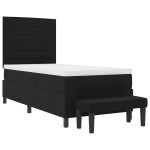 vidaXL Pat cu arcuri cu saltea Negru 100 x 200 cm țesătură vidaXL Pat cu arcuri cu saltea Negru 100 x 200 cm țesătură