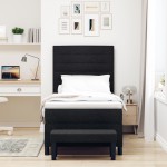 vidaXL Pat cu arcuri cu saltea Negru 100 x 200 cm țesătură vidaXL Pat cu arcuri cu saltea Negru 100 x 200 cm țesătură