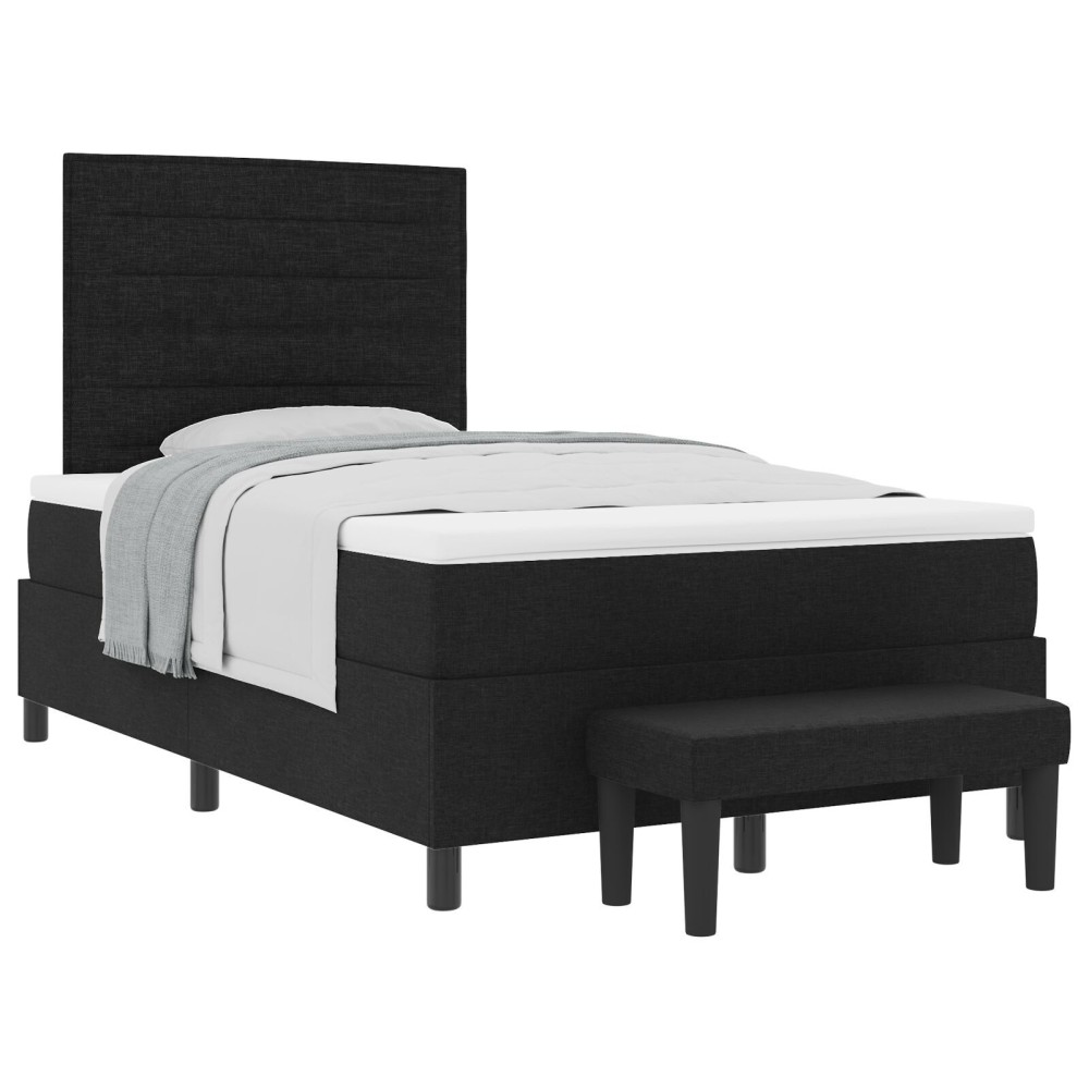 vidaXL Pat cu arcuri cu saltea Negru 120 x 190 cm țesătură