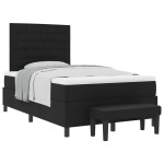 vidaXL Pat cu arcuri cu saltea Negru 120 x 190 cm țesătură vidaXL Pat cu arcuri cu saltea Negru 120 x 190 cm țesătură