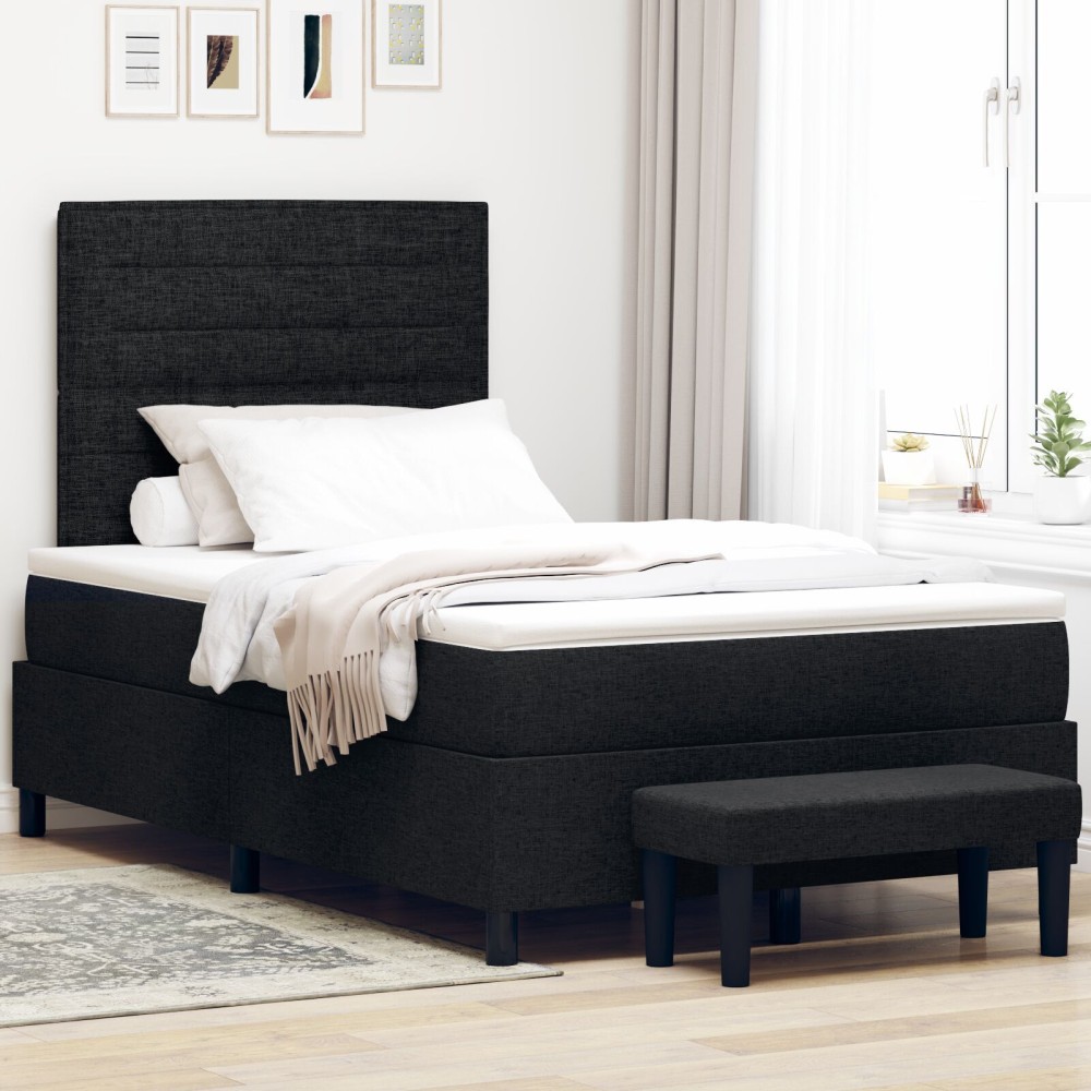 vidaXL Pat cu arcuri cu saltea Negru 120 x 190 cm țesătură