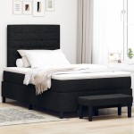 vidaXL Pat cu arcuri cu saltea Negru 120 x 190 cm țesătură vidaXL Pat cu arcuri cu saltea Negru 120 x 190 cm țesătură