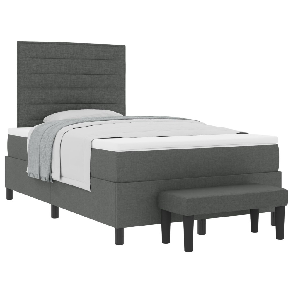 vidaXL Pat cu arcuri cu saltea Gri închis 120 x 200 cm țesătură